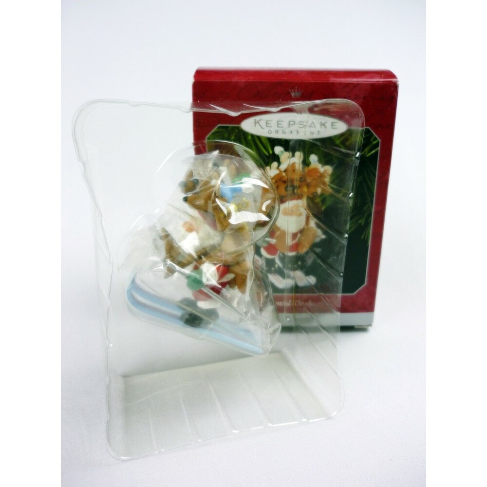 Hallmark Ornament Downhill Dash 1998 Santa and Reindeer on Skis